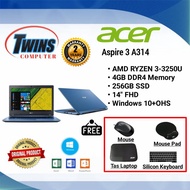 ACER ASPIRE 3 SLIM A314-22 AMD RYZEN 3 4GB 256GB 14"FHD W10+OHS