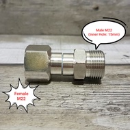 360 Swivel Female M22 x Male M22 Connection Adapter Connector (15mm Elbow)