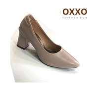 OXXO รองเท้าคัทชู ผู้หญิง ทรงหัวแหลม สูง2.5นิ้ว ทำจากหนังพียู นิ่มใส่สบาย SM3334
