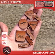 25pcs label kulit sintetis custom . label tas . label custom nama kulit serat jeruk