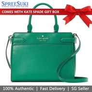 Kate Spade Handbag In Gift Box Crossbody Bag Staci Medium Satchel Saffiano Green Bean # WKRU6951D1