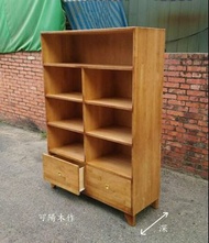 【可陽木作】原木雙抽屜七格櫃 (柚木色)/ 斗櫃 / 書櫃 衣櫃 鞋櫃 櫥櫃 收納櫃 抽屜櫃