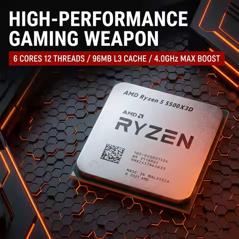 AMD CPU Ryzen 5 5500X3D New R5 5500X3D CPU Processor 7NM L3=96M Socket AM4