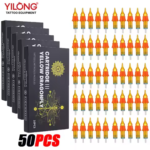 YILONG 50/20/10 PCS Disposable Tattoo Cartridges Needle RM/RL/M1/RS Diameter 0.35MM Tattoo Needle fo