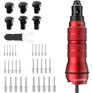 Beaspire Cordless Rivet Gun Adapter - Electric Rivet Drill Adapter Kit 2.4mm-6.4mm, Rivet Gun Kit wi