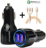 車充連三合一充電線 快速充電 Car Charger-Dual USB Port Charging + 3-in-1 usb Charging Cable