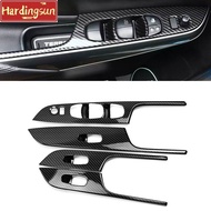 Hardingsun For NISSAN TERRA 2018-2021 carbon fiber pattern power window switch panel cover trim,TERRA interior accessories