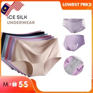 Lowest Price Ice Silk Seamless Panties Underwear Middle Waist Panties Seluar Dalam Wanita Women Fash