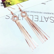 Hg Genuine Pure 14K Gold Russia Au585 Purple Gold Earrings Ring Line Female Color Gold Rose Gold Uni