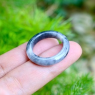 Black Jade Ring With Gray size 55-56 mm