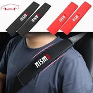 NISMO Car Seat Belt Cover Universal Leather Auto Safety Belt Shoulder Protector Strap Pad Cushion Cover For Nissan Almera Grand Livina Sentra Navara Frontier Latio X-Trail Serena NV200 NV350