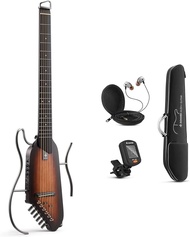 Donner HUSH I Silent Acoustic Travel Guitar for Quiet Practice Give Beginner Headless Mute Electric 