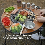 Outdoor Folding Charcoal Grill For Picnic Travel With Convenient Garden Table