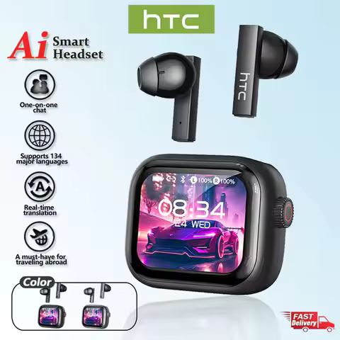 HTC NE40 Fashion Wireless Earbuds Eye-catching Transparent Case Light Open Semi-in-ear OWS Headphone