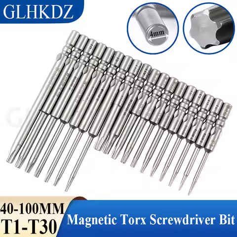 40-100mm 800 Electric Torx Screwdriver Bit Tamper Proof Security Drill Bit 4mm Round Shank Torx Bit 