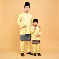 (sold out) BAJU MELAYU NUR GALLERY BAJU MELAYU TELUK BELANGA CEKAK MUSANG SOFT YELLOW  SEDONDON ANAK