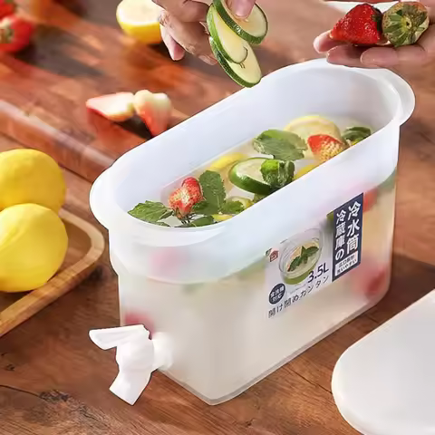 Water Kettle With Faucet Beverage Dispenser Cold Juice Lemonade Drinks Bucket Liquid Storage Tank Ou