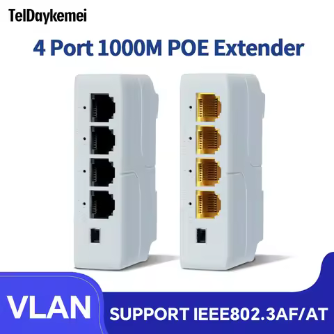 4 Port 100/1000M POE Extender Gigabit Network Switch Repeater IEEE802.3af/at Plug&Play for PoE Switc