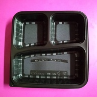 SQ3C & SQ4C 3compartment & 4compartment PP lunch box Base Black(50pcs/pkt)