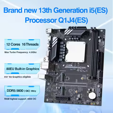 M-ATX DIY Desktop Motherboard CPU Combo 13th Kit Interposer Core Q1J4(i5 ES 0000)Procesador 12C16T I