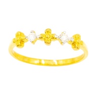 Happy Jewelry แหวนดอกไม้สลับเพชร น่ารักๆๆ ทองแท้ 9k 37.5% เพชรเกสร ME662