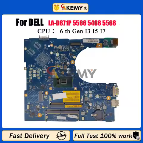 CN-09DT3W CN-02PX9P Mainboard For DELL Inspiron 5566 5468 5568 Laptop Motherboard BAL60 LA-D871P Wit