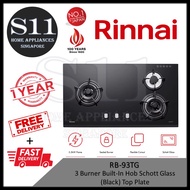 Rinnai RB-93TG 3 Burner Built in Schott Glass Gas Hob Cast-Iron *FAST DELIVERY