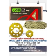 YAMAHA LC135(v1-v8) Y125Z Y110 Y100 428  GOLD SPOCKET SET SEKALI AJI RACING (HEAVY DUTY)GOLD CHAIN 4
