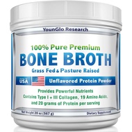 Bone Broth Beef Protein Powder - 1.25 lb / 20 oz, Unflavored - Made in USA - High Collagen & Gelatin