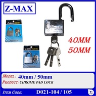 Z-MAX CHROME PADLOCK - (D021-104 40mm) (D021-105 50mm)