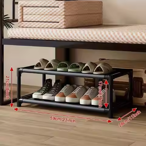 Under-Bed Shoes Rack , Under-Bed Storage 2 Layers, Under Bed Shoe Organizer Hold 4-6 Pairs Shoes