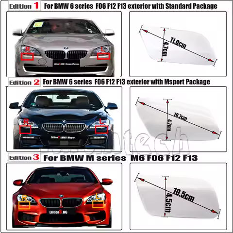 Headlight Washer Cover for 11-18 BMW 6 M6 F06 F12 F13 640d 640dx 640i 640ix 650i 650ix ALPINA B6 Cle