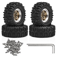 64mm 1.3" Metal Beadlock Wheel Tire Set for 1/18 1/24 RC Crawler Car TRX4M SCX24 AX24 FCX24 FCX24M  