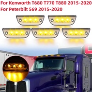 5Pcs/set 3LED Clear Lens Chrome Amber LED Roof Signal Light For Kenworth T680 T770 T880 2015- For Pe