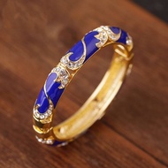 Wholesale Free Shipping Old Beijing Cloisonné Open Women's Bracelet Fashion Gold Plated Inlaid High 