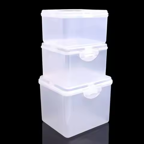 Transparent Plastic Storage Box with Lid Multi-purpose Rectangular Shape Small Thing Container Clear