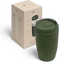 Swanz Porcelain Coffee Travel Mug with Leakproof Lid, Reusable Insulated Ceramic Tea Cup with Silico