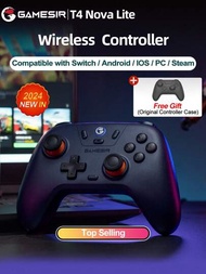 GameSir Switch 控制器 PC 遊戲手柄 T4 Nova Lite 搖杆，附原裝控制器保護套，採用霍爾效應搖桿，兼容 PC Windows Nintend NS Switch Steam Deck Android IOS 手機，成本效益高的控制器，模擬觸發器 2 個轉子震動馬達  Turbo 功能，遊戲機配件，600mAh 鋰電池，無線 2.4G 或有線連接，暗藍色