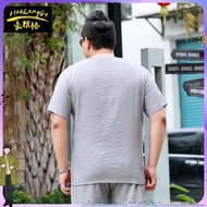 Plus Size Men Summer 8XL 9XL Oversize Cotton Linen T-shirt