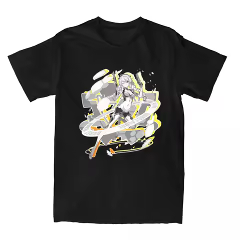Honkai Impact 3rd Kiana T Shirts Men 100% Cotton Vintage T-Shirt Crewneck Genshin Impact Tees Short 