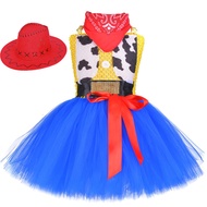 ZZOOI Toy Woody Costume with Cowgirl Hat Princess Girl Tutu Dress Cosplay Dresses for Birthday Party