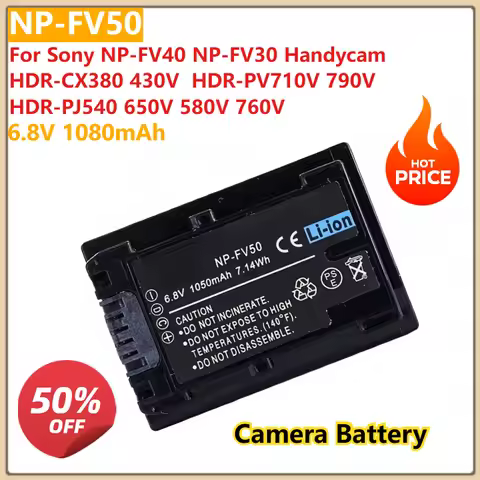 6.8V 1080mAh NP-FV50 Camera Battery for Sony NP-FV40 NP-FV30 Handycam HDR-CX380 430V HDR-PV710V 790V