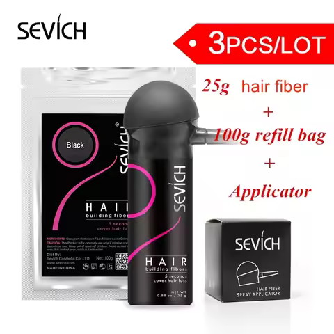 Sevich 3pcs/lot Hair Building Fiber Styling Color Powder refill 100g+gel 25g+Applicator Extension Ke