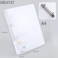 GREATAT Binder File Folder, Plastic D-shaped Transparent Folder,  2 Holes Office Document Lever Arch