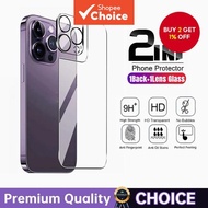 2-in-1 Tempered Glass for Iphone 16, 15, 14, 13, 12, 11 Pro Max & Xr: Protects The Back and Camera L