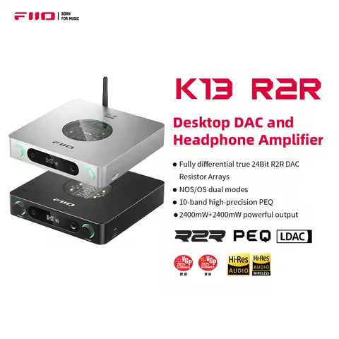 FiiO K13 R2R Desktop DAC & Headphone Amp, High-Fidelity 24Bit R2R DAC, Powerful 2400mW Output, LDAC