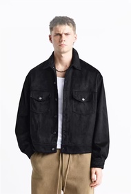 ZARAˉ แจ็คเก็ตแจ็คเก็ตหนังกลับทรงหลวมสไตล์โจ๊กเกอร์ของผู้ชาย2024ใหม่3548304 3548/304สไตล์เกาหลีดั้งเ