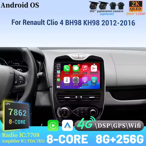 For Renault Clio 4 BH98 KH98 2012-2016 Wireless BT CarPlay Android 14 Radio Car Multimedia Player 8+