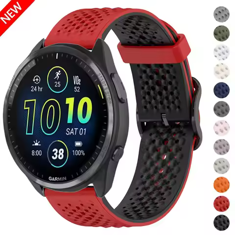22mm 20mm Silicone Strap for Garmin Forerunner 965 265 255 55 165 645 Breathable wristband for Garmi