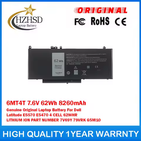 6MT4T 7.6V 62Wh 8260mAh Genuine Original Laptop Battery For Dell Latitude E5570 E5470 4CELL 62WHR LI